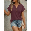image:imageAUTOMET Womens Spring Tops 2026 Short Sleeve Shirts HenleyBurgundy