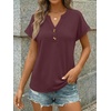 image:imageAUTOMET Womens Spring Tops 2026 Short Sleeve Shirts HenleyBurgundy