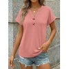 image:imageAUTOMET Womens Spring Tops 2026 Short Sleeve Shirts HenleyCoral