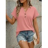 image:imageAUTOMET Womens Spring Tops 2026 Short Sleeve Shirts HenleyCoral