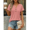 image:imageAUTOMET Womens Spring Tops 2026 Short Sleeve Shirts HenleyCoral