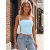 image:imageAUTOMET Womens Strapless Bandeau Tube Tops Stretchy Summer Going Out TankBaby Blue