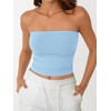 image:imageAUTOMET Womens Strapless Tube Tops Bandeau Crop TopsBabyblue