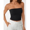 image:imageAUTOMET Womens Strapless Tube Tops Bandeau Crop TopsBlack