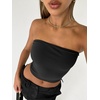 image:imageAUTOMET Womens Strapless Tube Tops Bandeau Crop TopsBlack