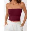 image:imageAUTOMET Womens Strapless Tube Tops Bandeau Crop TopsBurgundy