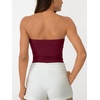 image:imageAUTOMET Womens Strapless Tube Tops Bandeau Crop TopsBurgundy