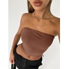 image:imageAUTOMET Womens Strapless Tube Tops Bandeau Crop TopsCoffee