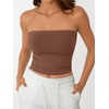 image:imageAUTOMET Womens Strapless Tube Tops Bandeau Crop TopsCoffee