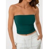 image:imageAUTOMET Womens Strapless Tube Tops Bandeau Crop TopsDarkgreen