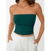 image:imageAUTOMET Womens Strapless Tube Tops Bandeau Crop TopsDarkgreen