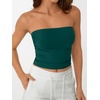 image:imageAUTOMET Womens Strapless Tube Tops Bandeau Crop TopsDarkgreen