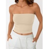 image:imageAUTOMET Womens Strapless Tube Tops Bandeau Crop TopsKhaki