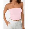 image:imageAUTOMET Womens Strapless Tube Tops Bandeau Crop TopsPink