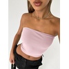 image:imageAUTOMET Womens Strapless Tube Tops Bandeau Crop TopsPink