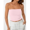 image:imageAUTOMET Womens Strapless Tube Tops Bandeau Crop TopsPink