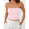 image:imageAUTOMET Womens Strapless Tube Tops Bandeau Crop TopsPink