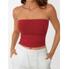 image:imageAUTOMET Womens Strapless Tube Tops Bandeau Crop TopsRed