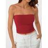 image:imageAUTOMET Womens Strapless Tube Tops Bandeau Crop TopsRed
