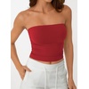 image:imageAUTOMET Womens Strapless Tube Tops Bandeau Crop TopsRed