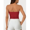 image:imageAUTOMET Womens Strapless Tube Tops Bandeau Crop TopsRed