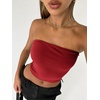 image:imageAUTOMET Womens Strapless Tube Tops Bandeau Crop TopsRed