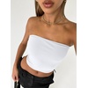 image:imageAUTOMET Womens Strapless Tube Tops Bandeau Crop TopsWhite