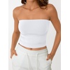image:imageAUTOMET Womens Strapless Tube Tops Bandeau Crop TopsWhite