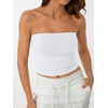 image:imageAUTOMET Womens Strapless Tube Tops Bandeau Crop TopsWhite