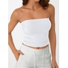 image:imageAUTOMET Womens Strapless Tube Tops Bandeau Crop TopsWhite