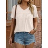 image:imageAUTOMET Womens Summer V Neck Babydoll Tops Short Sleeve ShirtsApricot