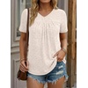 image:imageAUTOMET Womens Summer V Neck Babydoll Tops Short Sleeve ShirtsApricot