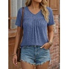image:imageAUTOMET Womens Summer V Neck Babydoll Tops Short Sleeve ShirtsBlue