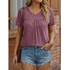 image:imageAUTOMET Womens Summer V Neck Babydoll Tops Short Sleeve ShirtsBurgundy