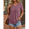 image:imageAUTOMET Womens Summer V Neck Babydoll Tops Short Sleeve ShirtsBurgundy