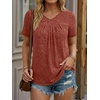 image:imageAUTOMET Womens Summer V Neck Babydoll Tops Short Sleeve ShirtsCaramel
