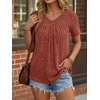 image:imageAUTOMET Womens Summer V Neck Babydoll Tops Short Sleeve ShirtsCaramel