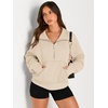 image:imageAUTOMET Womens Sweatshirts Half Zip Fleece Pullover Fall OutfitsApricot