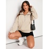 image:imageAUTOMET Womens Sweatshirts Half Zip Fleece Pullover Fall OutfitsApricot
