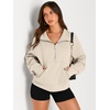 image:imageAUTOMET Womens Sweatshirts Half Zip Fleece Pullover Fall OutfitsBeige