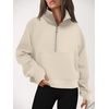image:imageAUTOMET Womens Sweatshirts Half Zip Fleece Pullover Fall OutfitsBeige