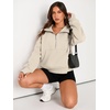image:imageAUTOMET Womens Sweatshirts Half Zip Fleece Pullover Fall OutfitsBeige