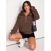 image:imageAUTOMET Womens Sweatshirts Half Zip Fleece Pullover Fall OutfitsBrown