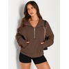 image:imageAUTOMET Womens Sweatshirts Half Zip Fleece Pullover Fall OutfitsBrown