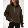 image:imageAUTOMET Womens Sweatshirts Half Zip Fleece Pullover Fall OutfitsCoffee