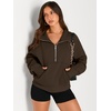 image:imageAUTOMET Womens Sweatshirts Half Zip Fleece Pullover Fall OutfitsCoffee