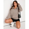 image:imageAUTOMET Womens Sweatshirts Half Zip Fleece Pullover Fall OutfitsCoffeegrey
