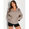 image:imageAUTOMET Womens Sweatshirts Half Zip Fleece Pullover Fall OutfitsCoffeegrey