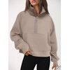 image:imageAUTOMET Womens Sweatshirts Half Zip Fleece Pullover Fall OutfitsCoffeegrey