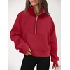 image:imageAUTOMET Womens Sweatshirts Half Zip Fleece Pullover Fall OutfitsFiery Red